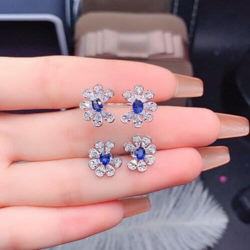 925 sterling silver jewlery sets rings for women SAPPHIRE rings ear studs Bridal Sets party silver