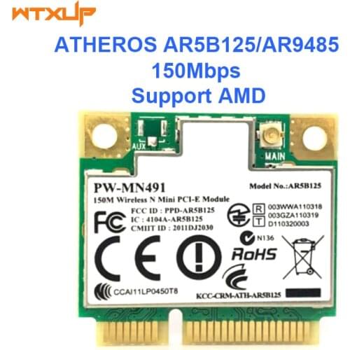 Atheros AR5B125 AR9485 half mini PCIE 2.4G wifi wireless network card 150Mpbs support AMD For DEll ASUS Samsung Acer laptop