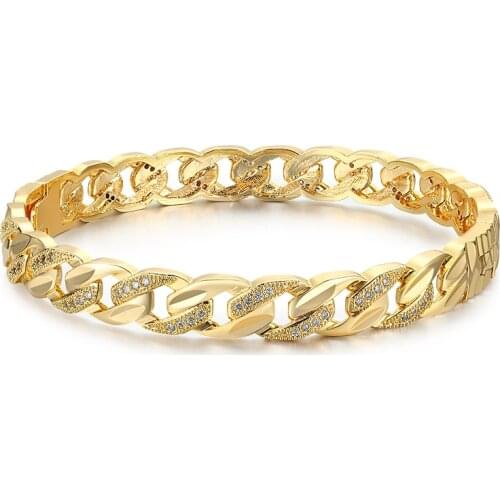 Mirco CZ Link bracelets hip hop punk Luxury Zircon gold bangles Gifts For Women Fashion Wedding jewelry Party