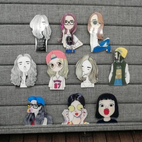 Model Lady Icon Beauty Acrylic Brooches for Women Gifts High Quality Badge Pin T-shirt Cap Scarf Clothes Jewelry Accessories