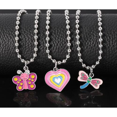Fashion Exquisite Enamel Butterfly Dragonfly Beads Chain Choker Necklace Women Forever Love Heart Pendant Brand New Wholesale