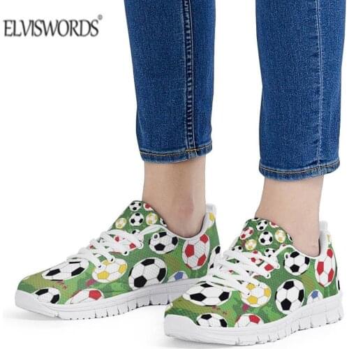 ELVISWORDS Comfortable Sport Shoes Men Football Prints Sneakers Lightweight Walking Shoes Men Sneakers Breathable Zapatillas