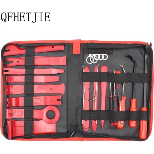 QFHETJIE 25 Pieces of Car Tool Cd Audio Red Audio Tool Anti-skid Plate Interior Control Disassembly