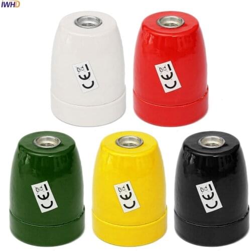IWHD DIY Douille E27 Light Bulb Holder Socket Fitting Ceramics Retro Portalamparas Vintage Soquete E27 Lamp Base Holder UL CE