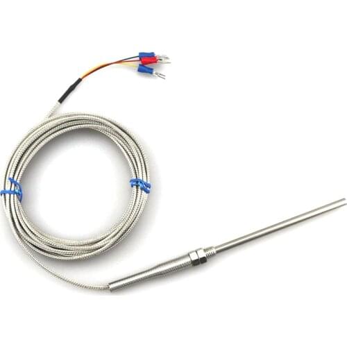 2m RTD PT100 Cable Stainless Probe 100mm 3 Wires Temperature Sensor -50 C to + 400 C