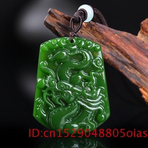 Chinese Hand-carved Dragon Natural Green Jade Pendant Necklace Charm Jadeite Jewelry Fashion Amulet Gifts for Women Men