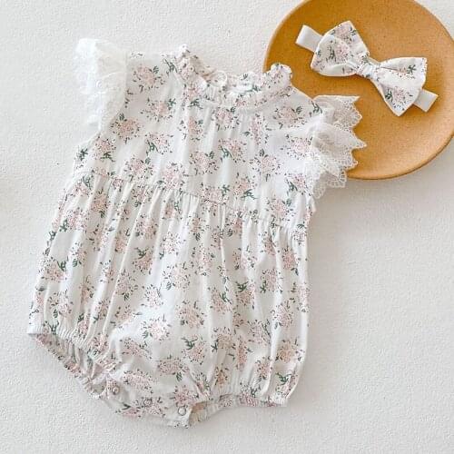 Summer Baby Girls Rompers Sleeveless Lace Floral Jumpsuit Clothes Girls Rompers Casual Kids Baby Girl Clothes Rompers