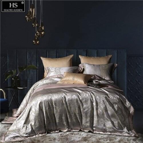 The Gold Paisley Bedding Set Embroidery Jacquard Pure Cotton Fabric Bedspread Bed Sheets Pillowcase Duvet Cover Cushion Cover