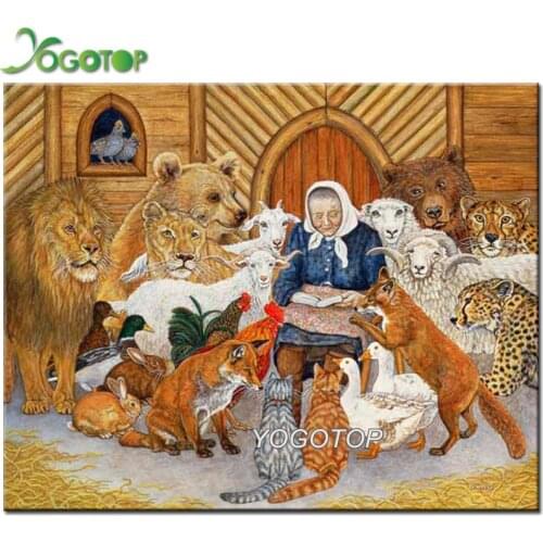 Square Round Drill 5D DIY diamond painting grandma fox sheep animals Pictures mosaic Embroidery sales Thanksgiving gift YY1295