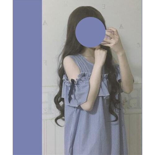 Sweet Women Sleeveless Stripped Dress Knee-length Cute O-Neck Ruffles Bow Trim Dress 2019 Women Fashion One Piece Students