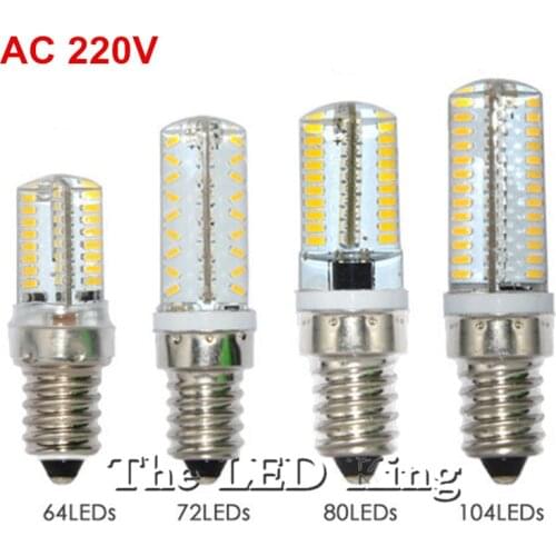 Mini E14 led bulb 3014smd luminaria 220v 9w 10w 12w 15w 64leds 72led 80leds 104leds dimmable silicone light Replace Halogen Lamp