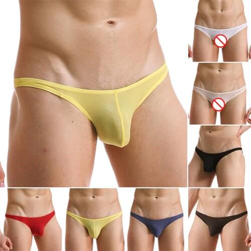 Mens Perspective Underwear Sexy G-String Thong Briefs Bulge Pouch Breathable Panties Gay Men Perspective Extroic Porn Underpant