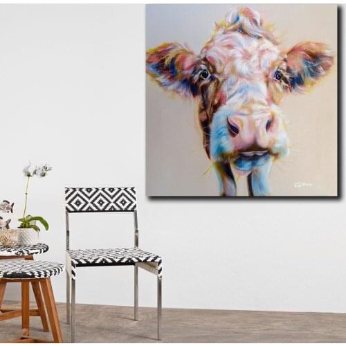 Fashion Pop Art Oil Painting Wall Art Picture Cows Animal Printed Canvas Painting For Living Room Home Decor Unframed