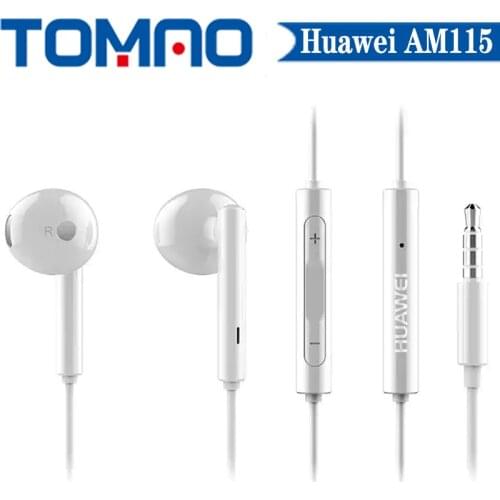 100% Original New Huawei AM115 Earphone wired Control Mic Volume Control Speaker suppor easy headset Sports headphones