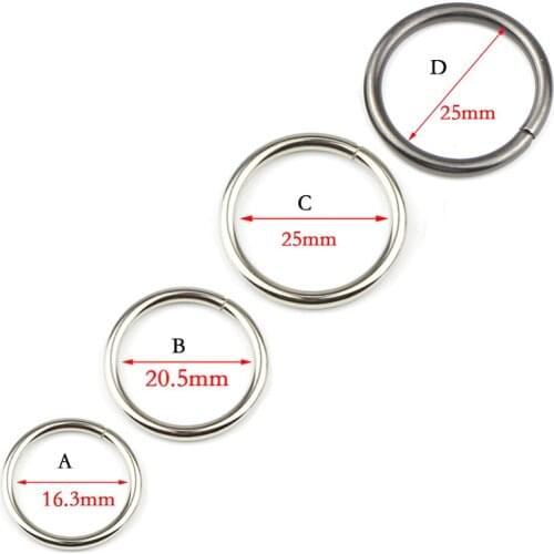 10pcs 5/8" 3/4" 1"Non Welded Metal O Ring Nickel&Black Nickel Plated Backpack Collar Harness Rings Bag Parts Accessories