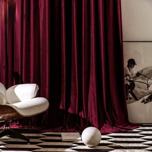 New Nordic High-end Velvet Curtains, Wine Red Flannel Curtains, Blackout Curtains for Living Room and Bedroom Velvet Curtains