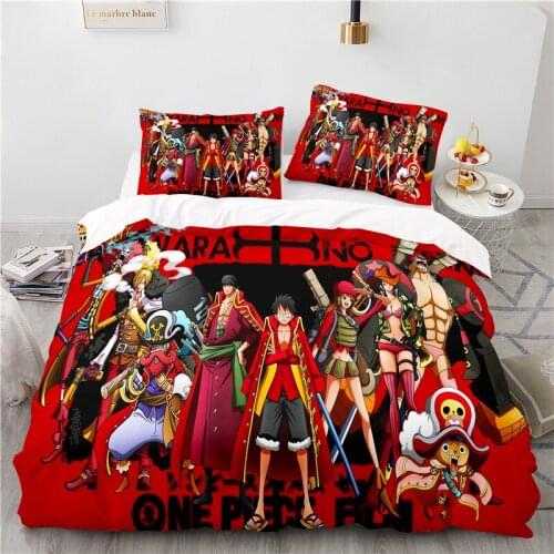 Monkey D. Luffy Cartoon Printed Bedding Set One Piece Anime Duvet Cover Sets Pillowcase Twin Full Queen King Size Dropshipping