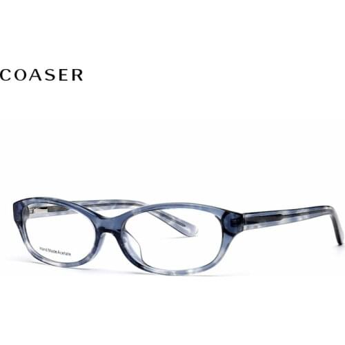 COASER Top High Quality Retro Fashion Acetate Round Circle Frame Women Glasses,Men Eyeglasses Miopia Prescription Eyewear