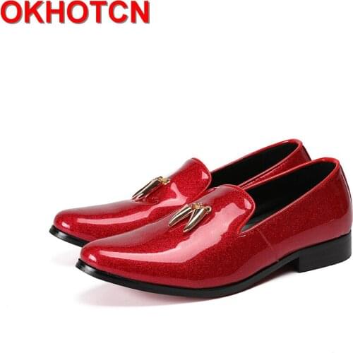 OKHOTCN Men's Patent Leather Shoes