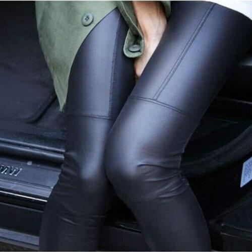 2016 New Leather Pants Womens Leggings Solid Skinny Footless Legging Black Coffee Casual Wear DD8001