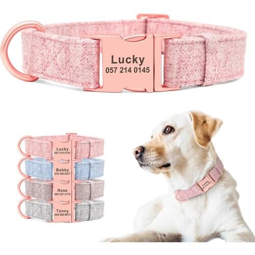Dog Puppy Collar Custom Nylon Dog Collar Engraved Name Personalized Pet Collars Adjustable For Small Medium Large Dog Cat