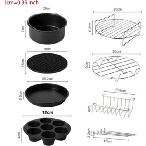 C5AD Air Fryer Accessories 8 Inch 12 Piece for Deep Air Fryer with Silicone Cups Universal Accessories Kitchen Tool Accessory
