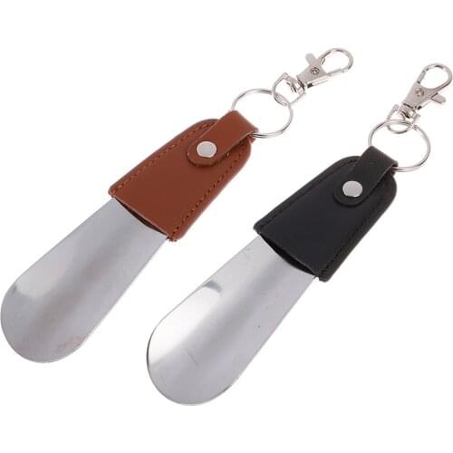 Durable Shoehorn Shoe Horn Stainless Steel Foldable Leather Handle Easy to Carry Quality Shoes Accessories For Men Women