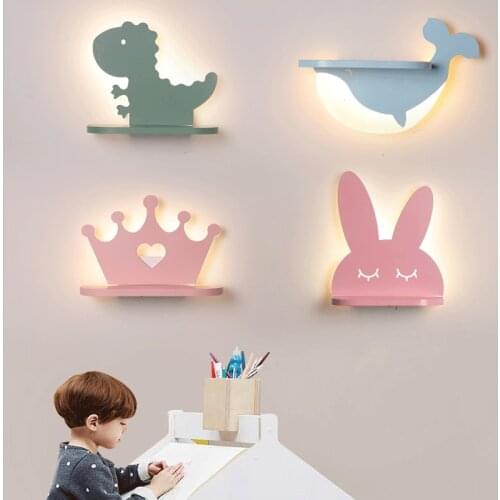 Simple And Modern Led Wall Light Cartoon Childrens Bedroom Wandlamp Creative Personality Boy And Girl Warm Bedside Lamp