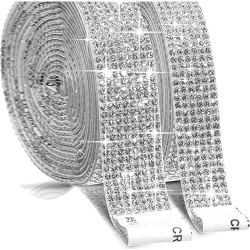 Self Adhesive Crystal Rhinestone Diamond Ribbon Diy Decoration Sticker Rhinestones For Arts Crafts Diy Car Phone Decoration