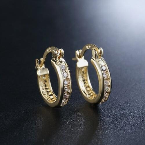 Hot 925 Sterling Silver crystals earrings high quality Zircon 18K gold plated earrings Fashion Jewelry Wedding Christmas Gift