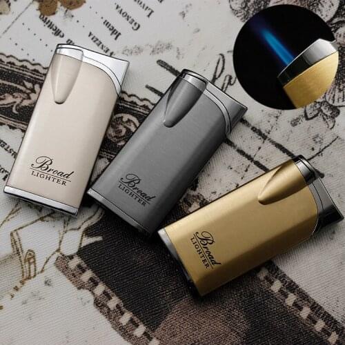 Blue Torch Windproof Creative Turbo Butane Gas Metal Lighter Inflatable Lighters Cigar Cigarette Accessories Gadgets For Men
