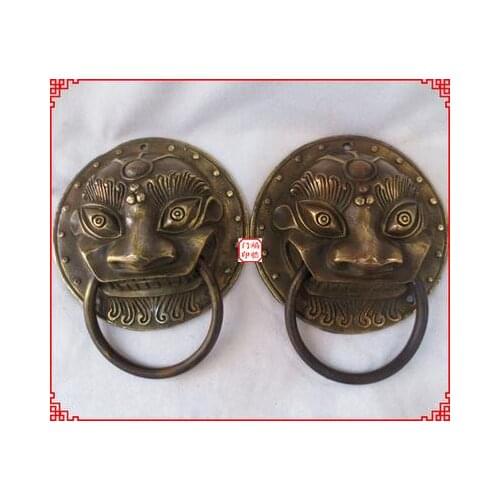 A tiger Toumen antique copper ring handle door handle of a mascot crafts furniture