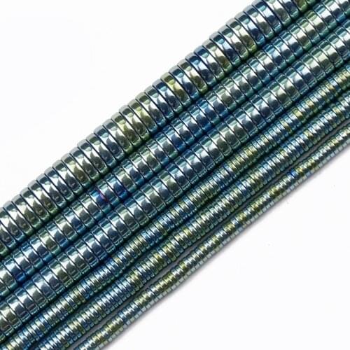 JHNBY Green Flat Round Coin Hematite Natural Stone 3~8mm Spacer Handmade Loose Beads For Jewelry Making Diy Bracelet Accessories