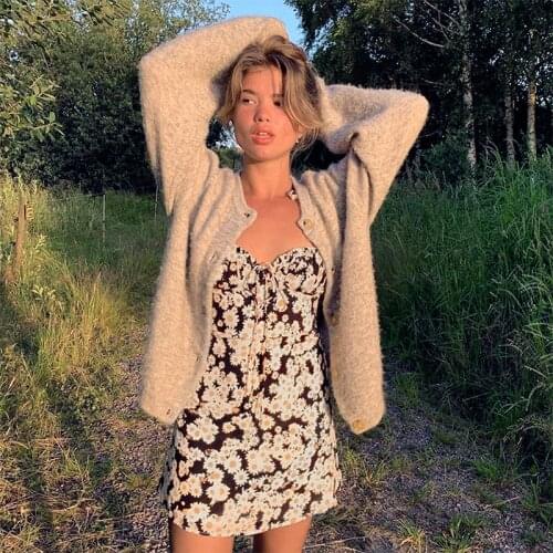 Women Floral Print Mini Dress Vintage Style Lace Up Bow Summer Dress Spaghetti Strap Dresses Sexy V Neck Sundress Vestidos