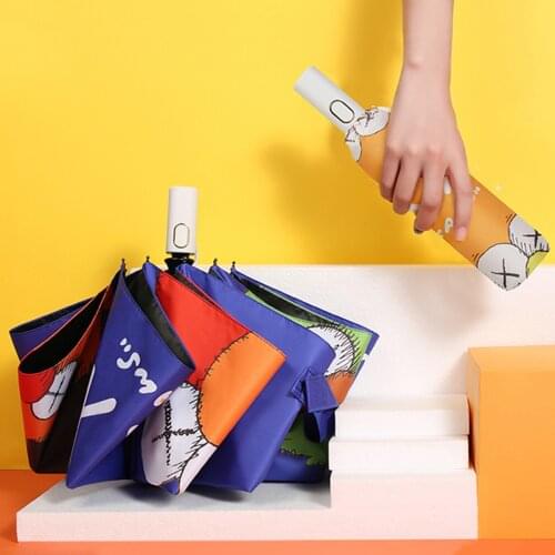 New Lovely Automatic Umbrella Rain Women Cartoon Style Folding Sun Umbrella Children Windproof 8 Ribs Sunscreen Parasol UPF50