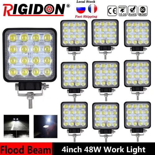 RIGIDON 10pcs 4inch 48W Led Work Light Flood Spot Beam Offroad Boat 4X4WD Truck SUV ATV UTE Boat Fog Light Car Driving Lights