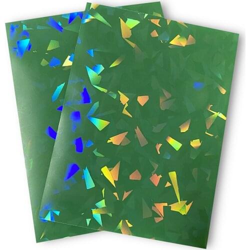 100 PCS/LOT 66x91mm Green Broken Gemstone Glass Laser High End Gaming Card Sleeves Film Holographic Idol Photo Protector Cover