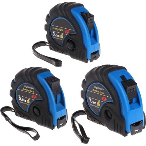 3m 5m 7.5m Retractable Tape Measure 3-Way-Lock Metric Rubber Measuring Tape Rule Portable and Durable