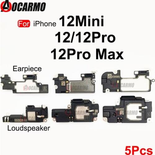 Aocarmo 5Pcs Bottom Loudspeaker For iPhone 12 Pro Max 12 Mini 12Pro Top Earpiece Earphone Speaker Flex Cable Replacement parts