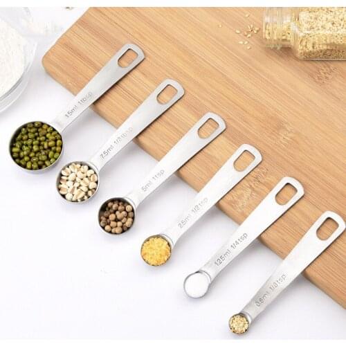 6PCS Stainless Steel Measuring Spoon Kit Kitchen Utensil Baking Coffee Tea Scoop Teaspoon Cooking Tools Set