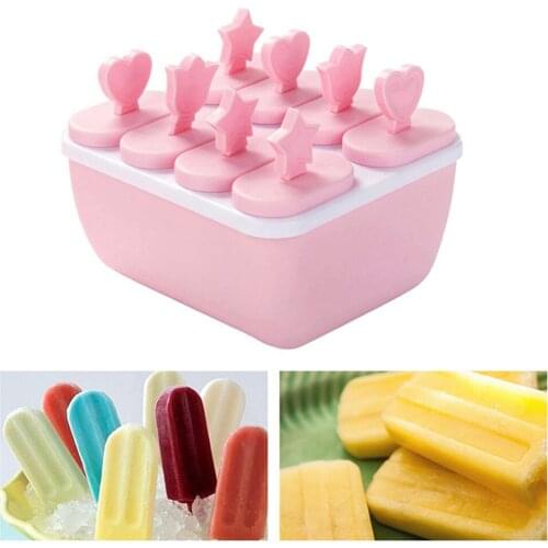 8 Cell Reusable Kitchen Ice Cube Molds Food Silicone Popsicle Maker DIY Ice Cream Tools Kitchen Lolly Mould Tray Bar Tools