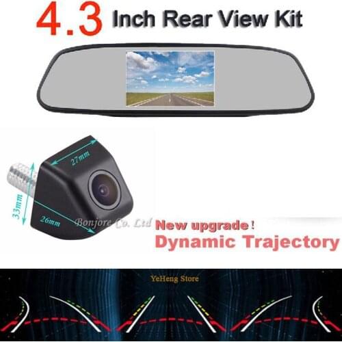 2017 Hot Car 4.3 ''car mirror monitor& Intelligent Dynamic Trajectory Tracks Rear View Camera CCD Backup Camera Parking sensors
