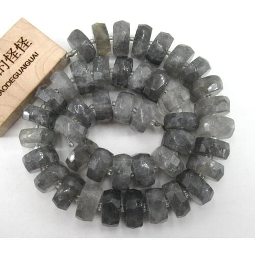 APDGG Natural Cloudy Quartz Faceted Rondelle Nugget Loose Beads 15" Strand Jewelry Making DIY
