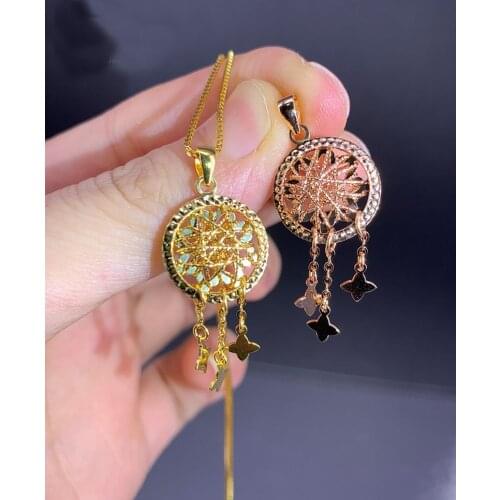 Pure 18K Yellow Gold Pendant AU750 Gold network Tassels Necklace Pendant