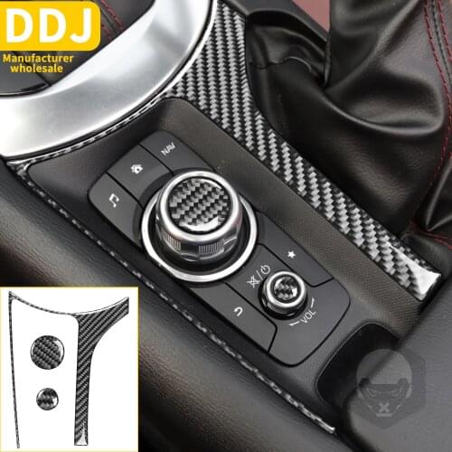 For Mazda MX-5 ND Miata 2016+ MX5 Roadster Handbrake Panel Frame Central Media Button Cover Carbon Fiber Cover Sticker Interior