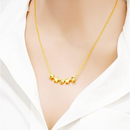 Dubai 24K gold star necklaces for women Chokers Clear gold Stars Pendant Women Jewelry choker 45cm link Chain christmas gifts