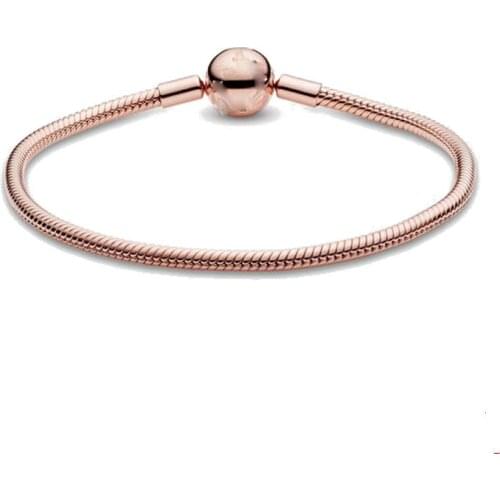 European Rose Gold Round Clip Pave Charms Bracelet Bangles Diy Jewelry For Women Men Girl Boy Z018