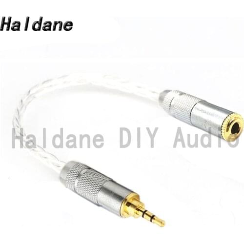Haldane HIFI DIY 2.5mm Stereo 3pole Male to 3.5mm Stereo 3pole Female Single Crystal Silver Plated Audio Adapter Connector Cable