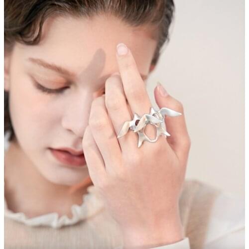 HuangTang Trendy Irregular Geometry Joint Midi Rings for Women Punk Gold Color Metal Alloy Jewelry Accessories Anillos 19648