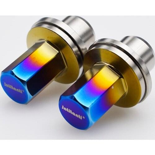 High performance blue closed end septangle anti-theft Gr.5 titanium alloy lug nut M12*1.5*43mm with active washer